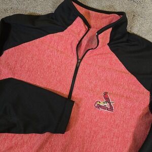 Antigua St‎ Louis Men's Cardinals Heather Red Quarter Zip Pullover Sweater XL
